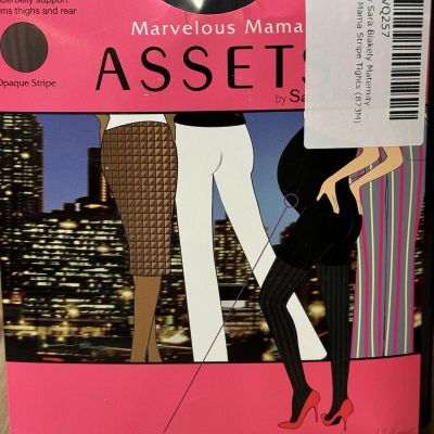 Spanx Tights BLACK Maternity  Size 3 Marvelous Mama Assets Opaque Stripe